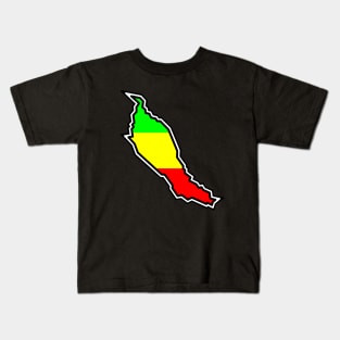 Denman Island Silhouette with Rasta Rastafarian Colours - Rastafari Flag - Denman Island Kids T-Shirt